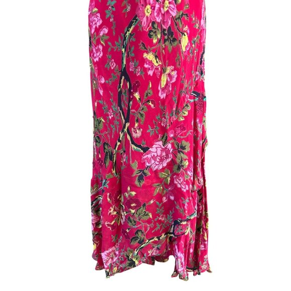 Vintage Y2K Paradise NY Red Beaded Flowy Floral Maxi Sleeveless Dress Small - Picture 4 of 7